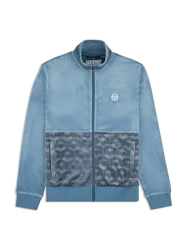 Sergio Tacchini Men's Foggia Velour Debossed Track Jacket- Coronet Blue