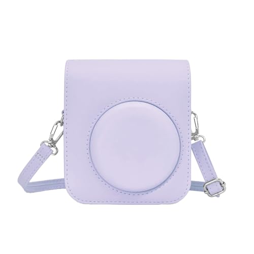 ASFWAGQ Funda para cámara Instax Mini 12/11/9/8, piel sintética, bolsa de viaje con correa hombro, Púrpura, Simplicidad popular