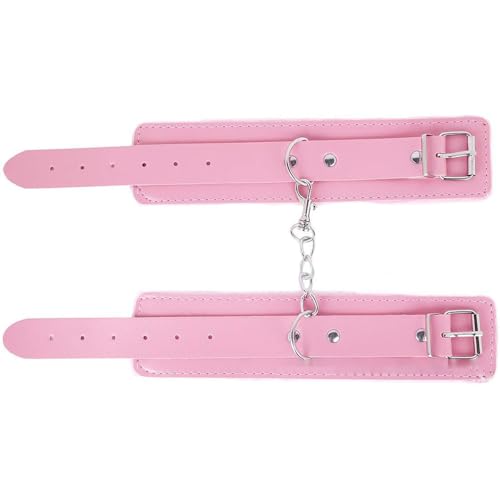 Pink Fluffy Leather Bracelet Adjustable Body Chains Anklets Bracelet Fluffy Handcuffs for Ankles and Wrist Adult Cosplay Bracelet for Women Men2