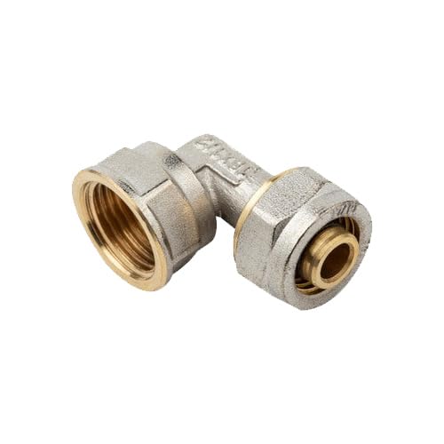 Suinga Codo 1/2 hembra para Tubo multicapa de compresion 20 mm, sin necesidad de maquina prensadora, gris.