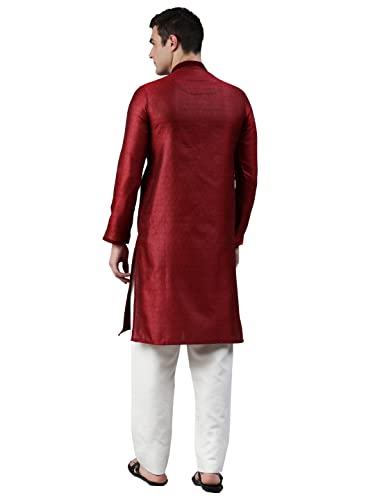 Image of Manthan Mens Full Sleeves Striped Blended Cotton Kurta