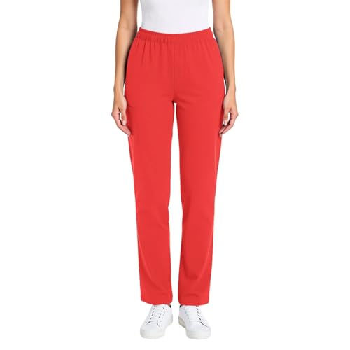 Image of Scrub Pants for Women Drawstring Waist with Straight Leg High Waisted Solid Color Soft Breathable Pants with Pockets