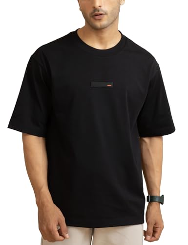 Image of DAMENSCH Statement Solid Oversized T Shirt for Men, Heavyweight, Anti-Pilling, Stylish, Relaxed Fit T Shirt for Men Cotton