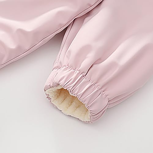 Kids Rain Jackets Waterproof with Hood Full Zip Warm Fleece Lined Jackets Casual Outerwear Waterproof Raincoat4