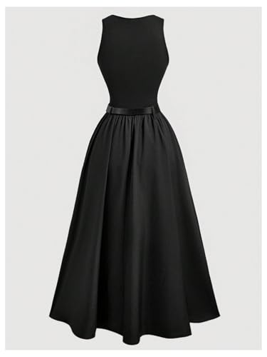 Floerns Girl's Sleeveless Ruffle Hem Swing Fit and Flare Tank Dress with Belt2