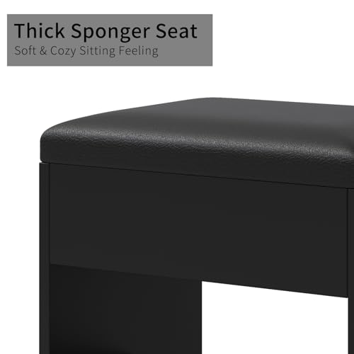 9 Drawers Dressing Table with Miror and Lights, VanityDesk with Power Outelt, 3 Color Modes, BrightnessAdjustable, Fold-up Panel, Glass Top Dressing Table withChair for Bedroom, Black