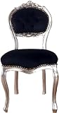 Profondeur : environ : 44 cm Casa Padrino Chaise baroque dames noir/argent 40 x 44 x H. 83 cm - Coiffeuse faite main avec velours noble - Meubles de style baroque