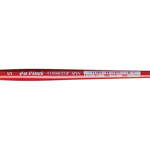 Image of da Vinci Watercolor Series 5580 CosmoTop Spin Paint Brush, Round Synthetic with Red Handle, Size 5 (5580-05)