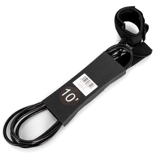 DVSPORT WH023 Liso Tabla 10FT Acolchado (cordón de Seguridad) -Leash Surf y Sup, Unisex Adulto, Negro, Extra Grande