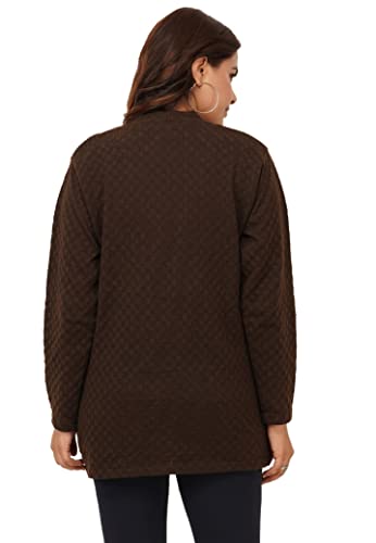 Image of Women's Woolen V-Neck Cardigan - Heavy Daffodil Fabric Winter Wear Acropolly Yarn Cardigan for Women with Front Pockets