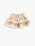 Koton Babygirl Mini Skirt Ruffled Tiered Cutwork Lace Detail Elastic Waistband