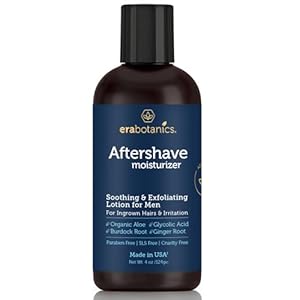 Era Organics Aftershave for Men – Soothing and Moisturizing After Shave Lotion – Made in the USA – Exfoliating Ingrown Hair Serum for Bumps or Irritation with Ginger Root plus Burdock Root
