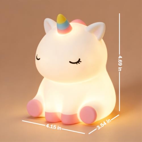 Image of Rytinazzz Unicorn Night Light for Kids, Rechargeable Silicone Unicorn Lamp with Tap Control, 30-Min Auto-Off Timer, Soft Dimmable Nursery Bedside Light, Gifts for Girls