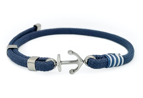 Aloha Bracciale Nautico Ancora Idea regalo Uomo Donna Cordino Blu Regolabile Acciaio