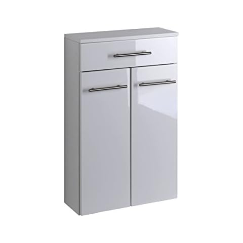 möbelando Unterschrank Wandschrank Kommode Hängeschrank MDF weiß Hochglanz Bad Parma Cover