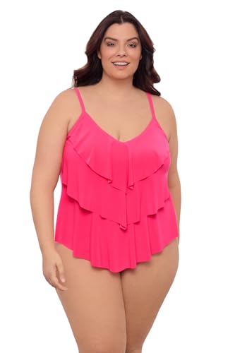 Aqua Green Haut Tankini Triple Volant Femme Bretelles Ajustables Rose Quartz XL