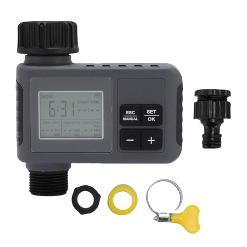 Programador de Riego Automático con Pantalla LCD, Compatible con Grifos de 3/4-1/2 Pulgada, Material ABS - Riego Temporizado Inteligente, Resistente al Agua IPX5, para Jard