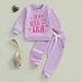 FYBITBO First Birthday Baby Girl Outfit 1 Year Old Girl Gifts Clothes Long Sleeve Sweat Shirt Pants Fall Winter Outfits Set (One Year Old Era Purple, 12-18 Months)