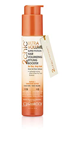 GIOVANNI 2chic Ultra Volume Super Potion Hair Volumizing Styling Booster, 1.8 oz. for Thin Fine Limp Hair, Papaya & Tangerine Butter, Lifts Strands At The Root, Paraben Free, Color Safe (Pack of 1)