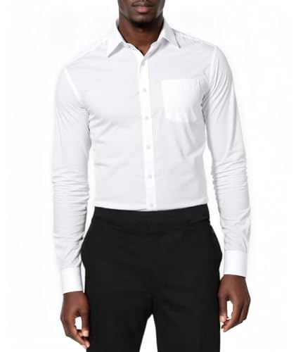 Beninos Mens Slim Fit Solid Point Collar Button Down Dress Shirt4