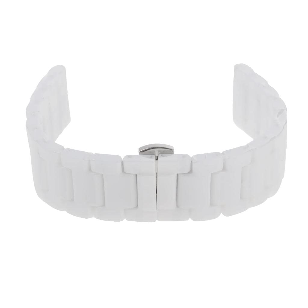 1x Reemplazo de Correa de Eslabones de Cerámica para Relojes Hebilla de Material Acero Inoxidable Hebilla Blanca