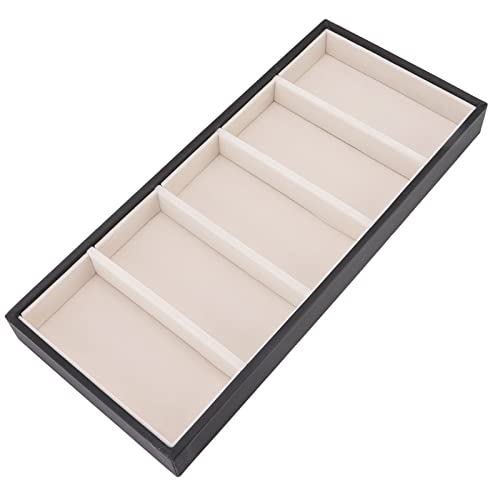 Image of CHICIRIS Sunglasses Storage Organizer, 5 Compartments Sunglass Tray Leather Eyeglasses Glasses Display Case for Table Drawer