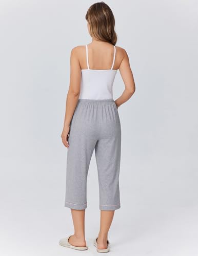Ekouaer Womens Pajamas Pants Capri Pj Bottoms with Pockets Comfy Drawstring Printed Lounge Soft Sleep Pants4