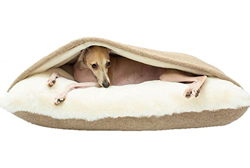 Cama Perro con Manta, Cama Ortopédica Perro/Gato con Capucha Manta, Lavable, Extraíble Sacos de Dormir del Perro para Mascotas Pequeñas y Medianas, Suave Fuzzy Cómoda Cama Perro Sofá ( Color : Khaki ,