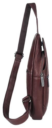 Image of WildHorn Leather Sling Crossbody Bag for Men, Stylish Chest Shoulder Bag for Men Women, Adjustable Strap for Commuting Travel Outdoor Activities Cycling