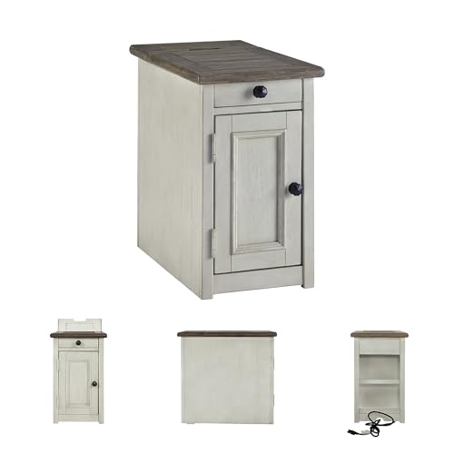 Signature Design by Ashley Ashley Furniture Signature Design-Bolanburg Chairside Chair Side End Table, 14" W x 24" D x 23" H, Whitewash