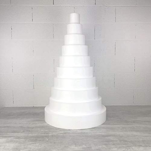 Lealoo Pièce montée Wedding Cake Hauteur 100 cm, Base Ø 60cm à 10cm, 10 étages en Polystyrène