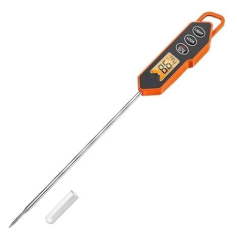 Digital Instant Read Meat Thermometer, Fast Accurate Cooking Thermometer for Grilling, BBQ, Food, Candy, Kitchen Use, Orange and Black, Plastic