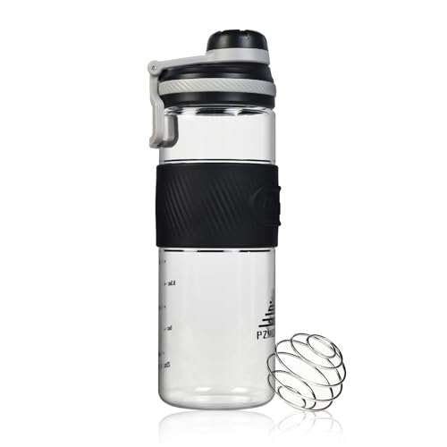 OUOUMUF Protein Shaker Bottle - Protein Shake Bottle for Mixing Powdered Shakes | BPA-Free Shaker Cup 650ML/22oz (Black)