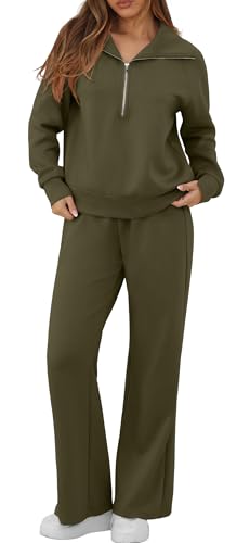 GRECERELLE Lounge Sets For Women 2025 Casual Lapel Half Zip