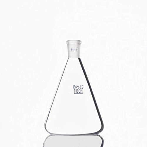 MaGiLL 1000ml Erlenmeyer Flask with Standard Ground Mouth, Joint 24/40, Borosilicate 3.3 Glass, Laboratory Chemistry Lab Erlenmeyer Flask (Capacity : 1000ml)