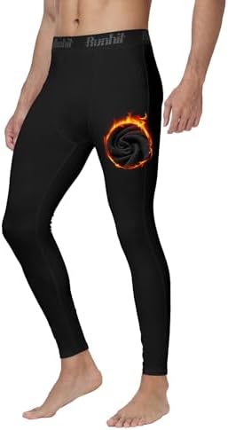 Runhit Thermounterhose Herren Lang, Thermo Lange Unterhosen Fleece Leggings Winter Thermounterwäsche Skiunterwäsche Männer Funktionsunterwäsche Thermohose Extra Warme Unterwäsche H