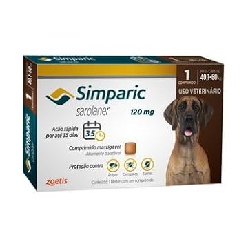 Antipulgas Simparic, 120 mg para cães 40,1 a 60 kg