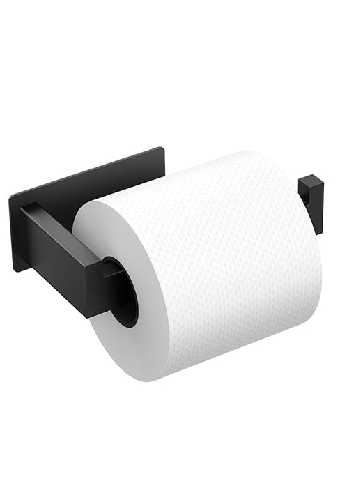 Auxmir Toiletpapierhouder zonder boren, zelfklevende wc-rolhouder, roestvrij staal, wc-rolhouder, wc-rolhouder, wc-houder, papierhouder voor keuken toilet, 2 stuks, zwart