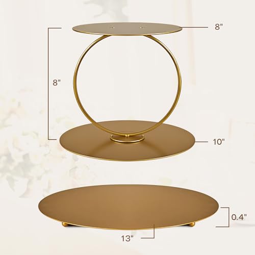 NWK 12inch to 4inch 2 Piece Gold Metal Tired Floating Cake Stand Spacer Round Decorating Display Riser Pastry Holder for Wedding Birthday Anniversary Party for Centerpiece for Dessert Table (12inch) - Image 4