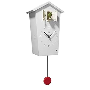 KOOKOO Birdhouse White, modern design cuckoo clock with 12 natural bird voices or cuckoo call
