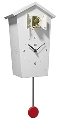 KOOKOO Birdhouse White, modern design cuckoo clock with 12 natural bird voices or cuckoo call