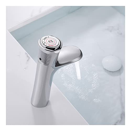 JMXD Grifo de Lavabo, Grifo Lavabo Monomando Grifo Baño Latón Grifo de Baño Agua Caliente y Fria Lavabo Baño Montaje en Cubierta Grifo para Lavabo,Cromo