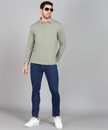Image of Alan Jones Clothing Men's Cotton Regular Fit Solid Full Sleeves Polo T-Shirt