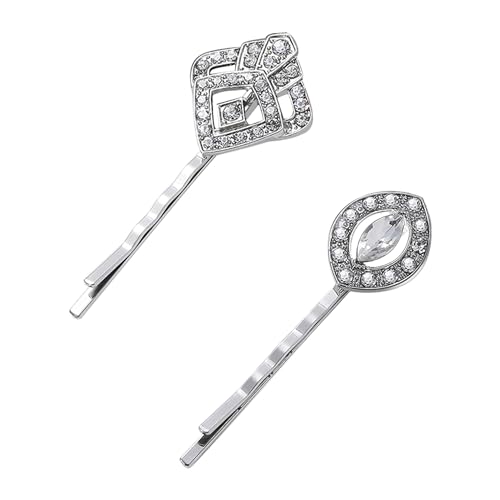 Épingles à cheveux vintage 1920 avec strass et plumes argentées pour coiffure rétro Gatsby