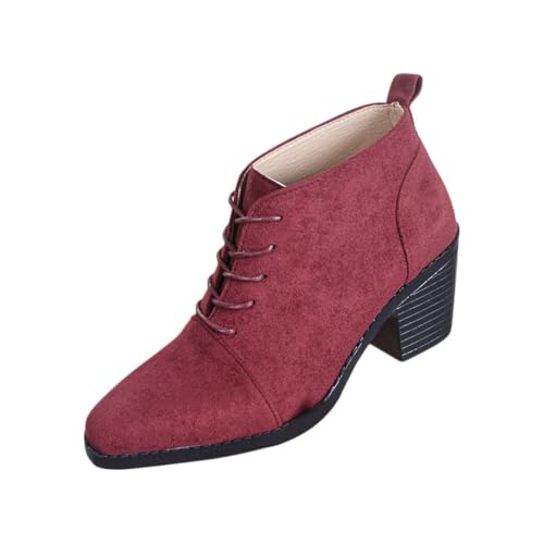 Bottes bordeaux style britannique femme lacets confortables bout rond 40