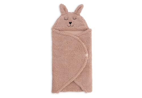 Jollein Bunny, Coperta Fasciatoio, Con Orecchie E Viso Di Coniglietto, 100% Poliestere, 100 X 105 Cm, Coperta Per Bambini - 4