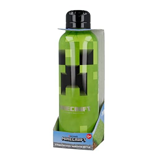 Botella de agua reutilizable térmica de acero inoxidable con doble aislamiento de 515 ml de Minecraft