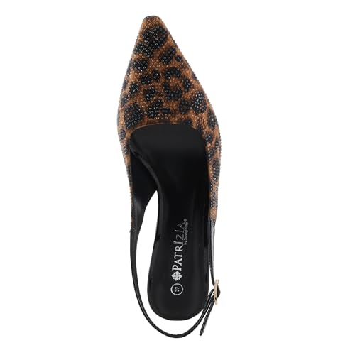 PATRIZIA ENGRES Women’s Slingback Pump – Jeweled Pointed Toe with Adjustable Strap and Kitten Heel4