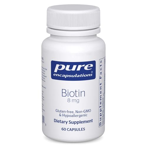 Pure Encapsulations Biotin 8 mg - B Vitamin Supplement to Aid Stress Relief Hair Skin & Nail Strengthening Metabolism Carbohydrate Support & Nervous System* - with Premium Biotin - 60 Capsules