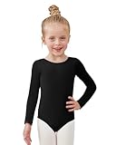 Century Star Leotard for Girls Long Sleeve -Ballet Dance Gymnastics Toddler Outfit Bodysuit Kids Black 2-4T